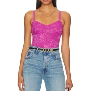 Free People Lace Fuchsia Pink Top XS